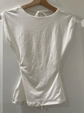 White Women's Tie-Back Tank Top with Side Cinch